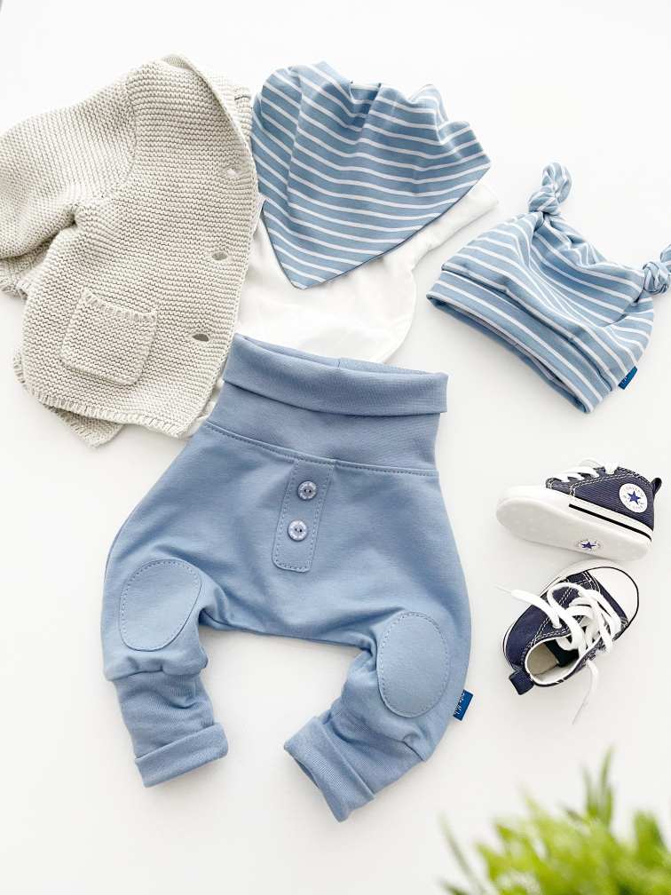 Baby kapica "Črte", nebeško modra - slika 2