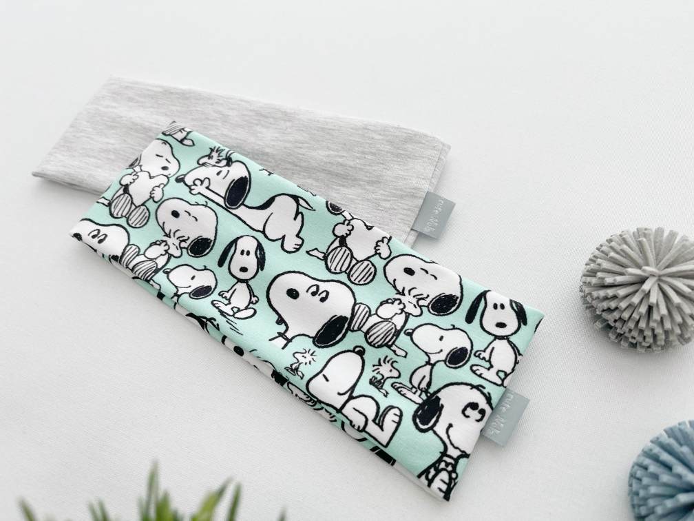 Set dveh trakov za ušesa, "Snoopy", mint + sv. melanž siv