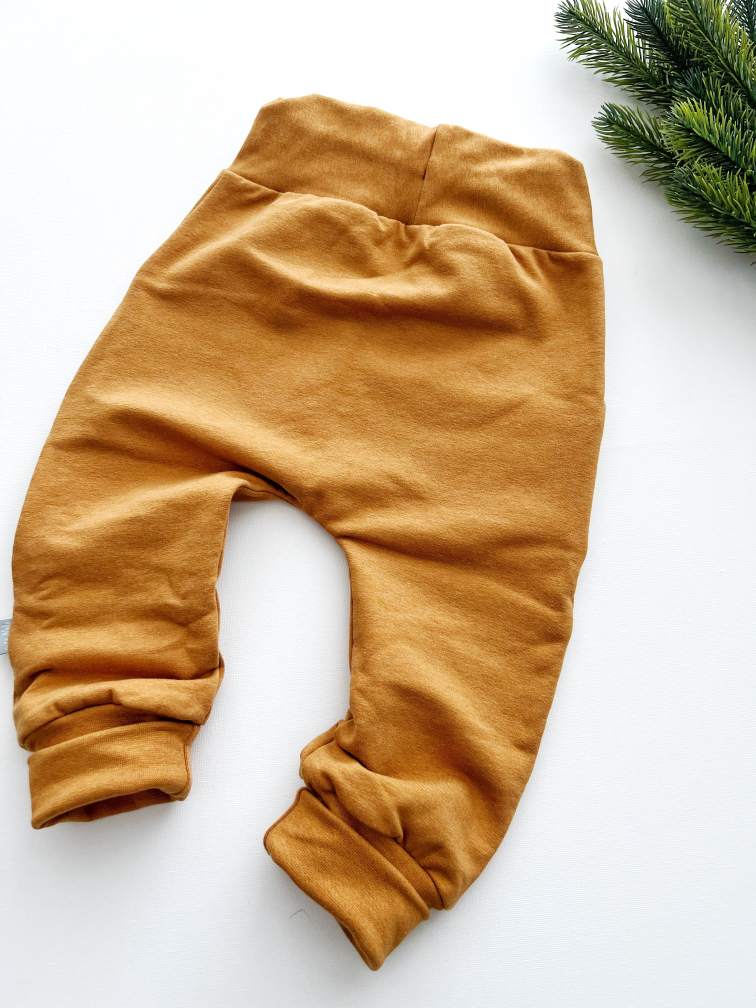 Baggy hlačke "Soft z žepki", toplejše, melanž medene - slika 3