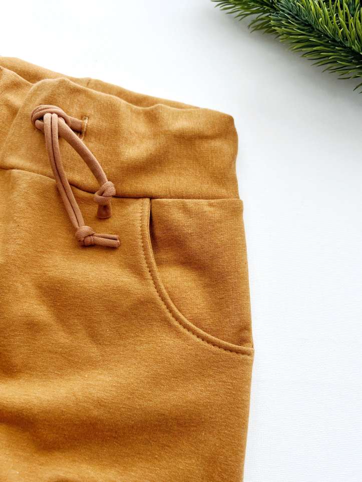 Baggy hlačke "Soft z žepki", toplejše, melanž medene - slika 2