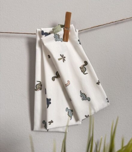 Trak za ušesa “Kjut mini dinozavri”, smetana bela osnova