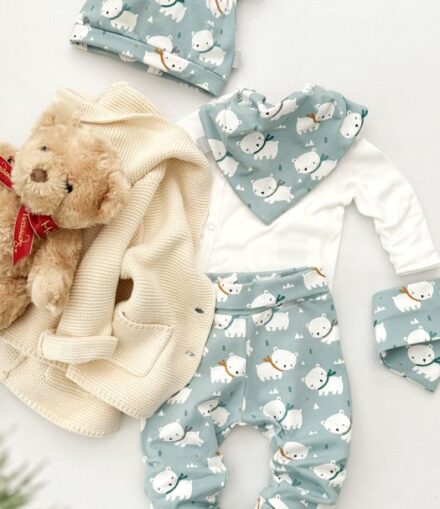 4 delni Baby kompletek "Medvedki", modra osnova