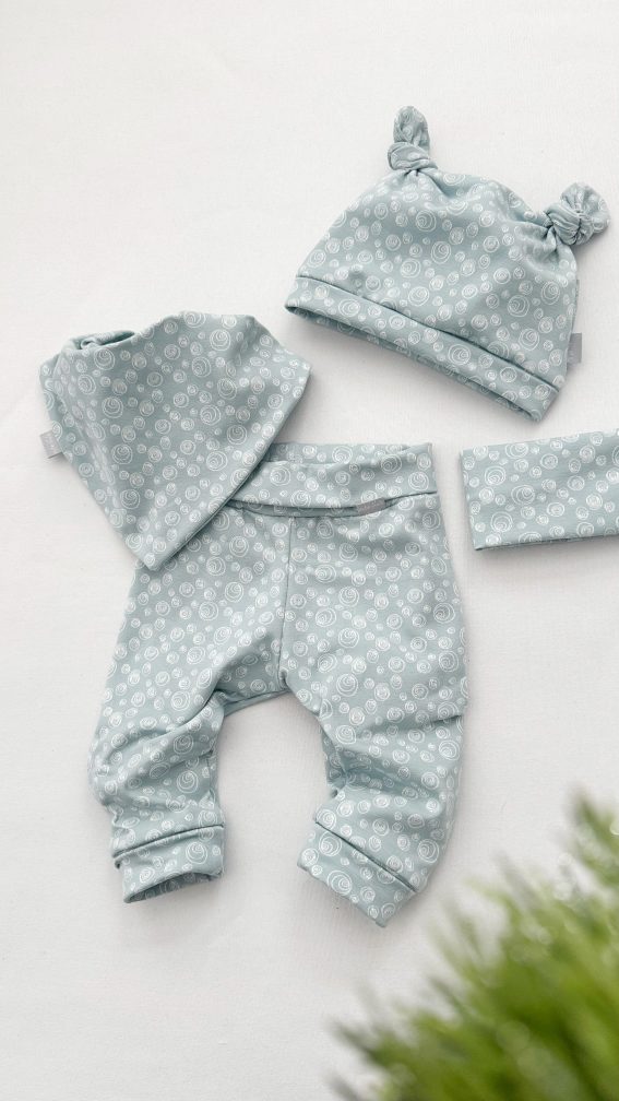 4 delni Baby kompletek "Mehurčki", ledeno modra osnova - slika 6