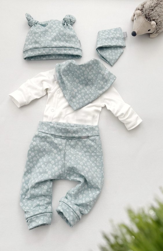 4 delni Baby kompletek "Mehurčki", ledeno modra osnova - slika 5