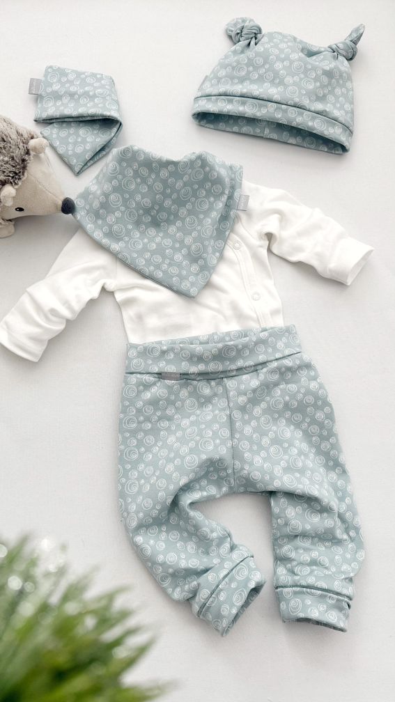 4 delni Baby kompletek "Mehurčki", ledeno modra osnova - slika 4