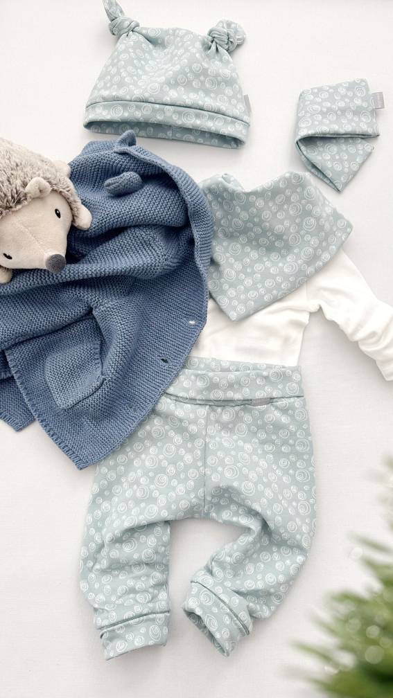 4 delni Baby kompletek "Mehurčki", ledeno modra osnova
